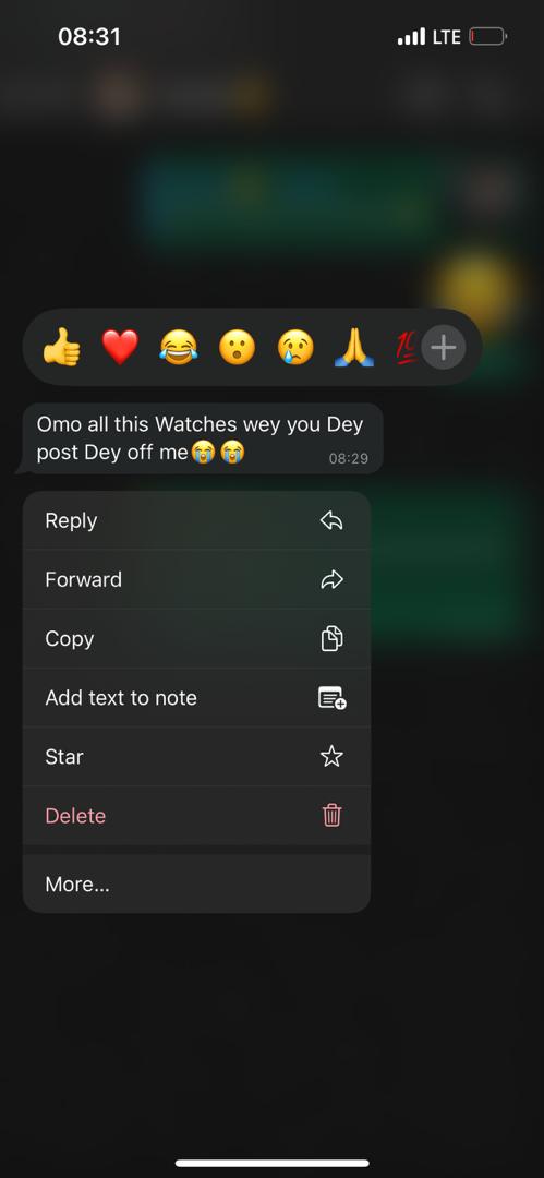 Customer feedback screenshot